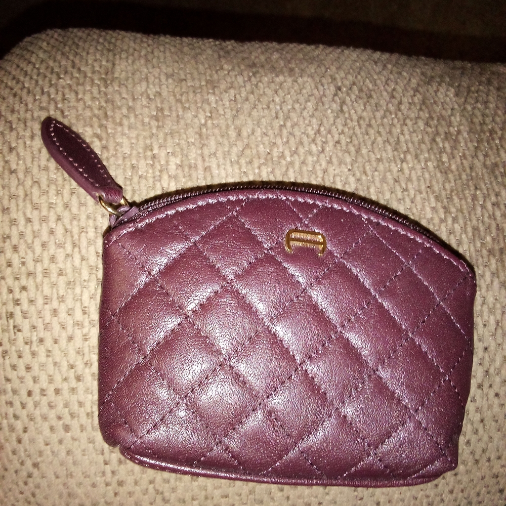 Etienne Aigner Quilted Burgundy Cosmetic Bag